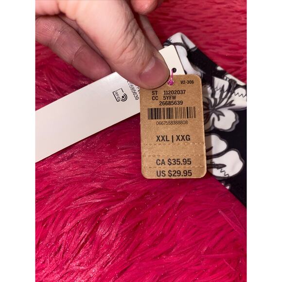 PINK Victorias Secret Nwt Black Floral V‎ Front Sexy Itsy Swim Bikini Bottom XXL - Picture 3 of 3